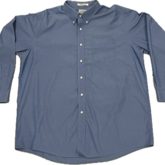L.L. Bean Wrinkle Resistant Button Down Shirt Blue 18-35 Traditional Fit - Picture 1 of 9